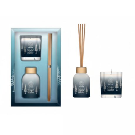 AURORA X-MAS WINTER WISHES – Set Αρωματικού Χώρου & Κεριού Με άρωμα Χειμωνιάτικου Σορμπέ Πορτοκαλιού